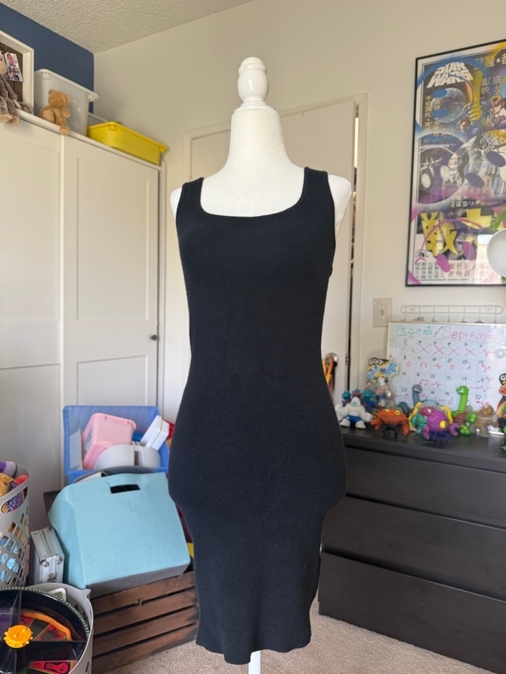 Classic Black Ribbed Tank Dress Abercrombie and Fitch